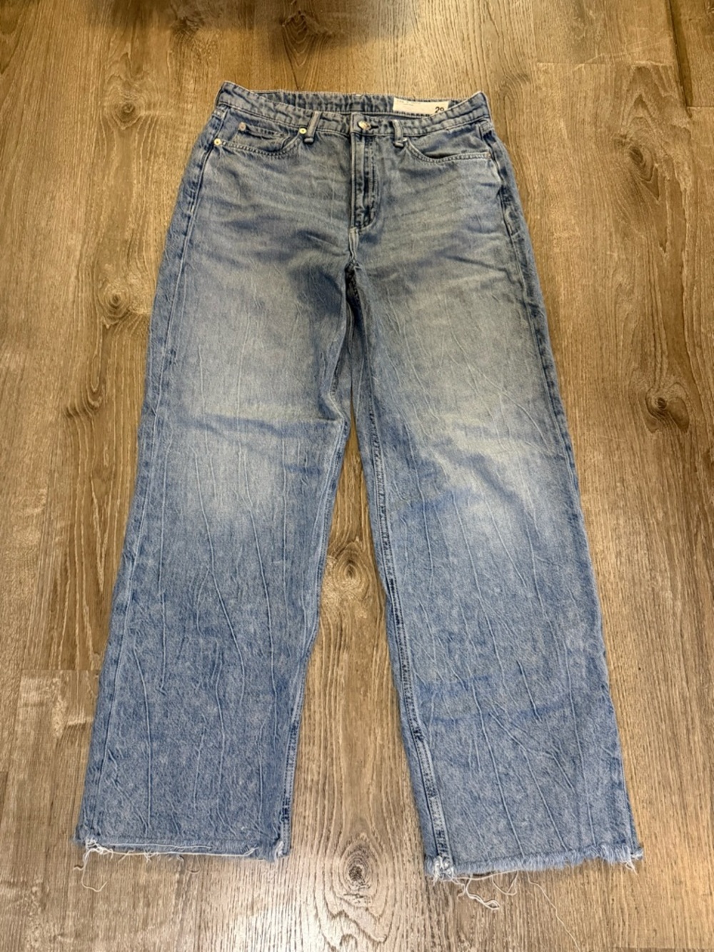 Rag & Bone Logan Featherweight Raw Edge, High Rise Wide Jean in Mira - Picture 4 of 14